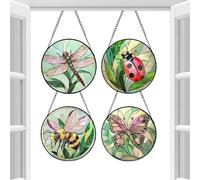Acrylic Animal Ornament - Stained Glass Window Decor, Transparent Decorative Hangings with Vibrant Colors, 4 Acrylic Animal Figurines, Birthday Present for Family & Friends