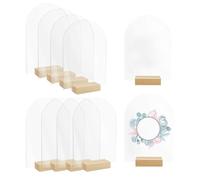 Acrylic Arch Sign Blank, Round Top Clear Decoration, Ten Piece Arched Round Top Acrylic Sheet, Modern Display Board with Wooden Base, Home Living Room Workplace and Cafe Retail