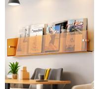 Acrylic Bookshelf For Wall Bookshelves Hanging Bookcases For Small Spaces 15.7in-47in Width Behind Door Organizer Book Display,Stainless Steel Hex Socket Cap Screws,Grey, Orange(Orange,50CM/20IN)