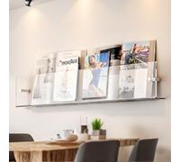 Acrylic Bookshelf For Wall Bookshelves Hanging Bookcases For Small Spaces 15.7in-47in Width Behind Door Organizer Book Display，Stainless Steel Hex Socket Cap Screws，Grey, Orange(Transparent,80CM/31IN)