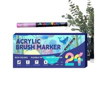 Acrylic Brush Marker - Kids Paint Markers Set | Multi-Color Soft Layerable Art Supplies | Tip Writing Pens For Party Action School Offices Crafting Birthday Christmas Weekday Prizes Rewards