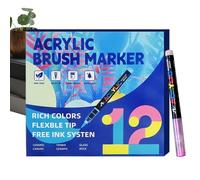 Acrylic Brush Marker - Kids Paint Markers Set | Multi-Color Soft Layerable Art Supplies | Tip Writing Pens For Party Action School Offices Crafting Birthday Christmas Weekday Prizes Rewards