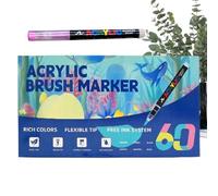 Acrylic Brush Marker - Kids Paint Markers Set | Multi-Color Soft Layerable Art Supplies | Tip Writing Pens For Party Action School Offices Crafting Birthday Christmas Weekday Prizes Rewards