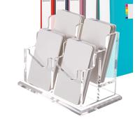 Acrylic Business Card Holder, Clear Multi-Slot Display Stand, Sturdy Desktop Organizer for Offices, Reception Areas, Meeting Spaces, Exhibitions, Workspaces, and Home Use, 4.33x4.72x4.41 inches