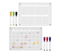 Acrylic Calendar for Wall - 2 Pieces Weekly Monthly Planner | Clear Magnetic Calendar for Fridge for Classroom Apartment Family Meal To Do Shopping Home Office School