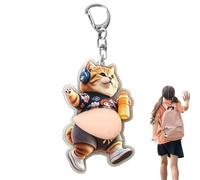 Acrylic Cat Ornaments - Squeeze Belly Figurine, Charming Bag Charms, Durable Pattern Decorations, Unique Student Accessory | Delightful Playful Gift, Trinkets For Women Girls Teacher Birthday