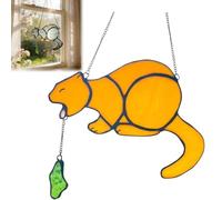 Acrylic Cat Vomit Hanging Ornaments, Adorable Stained Glass Puking Cat Decoration, Handmade Window Hanging Art Ornament, Sweet Unique Gifts for Cats Enthusiasts and Pet Lovers