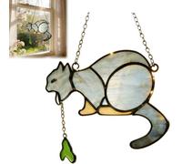 Acrylic Cat Vomit Hanging Ornaments, Adorable Stained Glass Puking Cat Decoration, Handmade Window Hanging Art Ornament, Sweet Unique Gifts for Cats Enthusiasts and Pet Lovers
