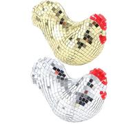 Acrylic Chicken Figurine - Chick Statue Ornament | 16x9x11 Cm Cool Reflective Chick-Shaped | Chicken Sculptures&Statues With Modern Aesthetic,Disco Ball Decoration For Office Gift,Living Room