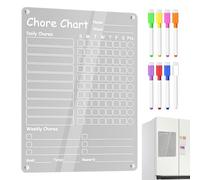 Acrylic Chore Chart, Acrylic Magnetic Chore Board, Reusable Erasable Planner with Dry Erase Surfaces, Strong Magnet Backing for Easy Mounting, Ideal for Home Routine Management for Kids