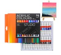 Acrylic Colors, Acrylic Craft Paint, Rich Pigments Waterproof 24 Variant with 17ml, Paints Supplies for Rocks, Fabric, Wood, Ceramic, Beginners Artists, Professionals, and Multi Color