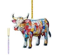 Acrylic Cow Light Catcher Pendant - Colorful Stained Glass Window Decor, Acrylic Material Interior Decoration, Balcony Garden Porch Wall | Nursery Window Decoration, Patio Colgando Ornament, Rainbow