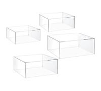 Acrylic Cube Display Box - Clear Acrylic Display Risers | 4pcs Acrylic Risers Set | Stable Cube Organizer for Displaying Candles, Figurines, Perfumes & Cosmetics | Elegant Display Stand
