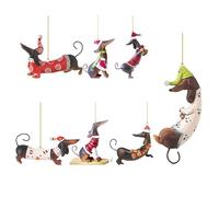 Acrylic Dachshund Dog Ornament - 2D 7 Piece Sausage Dog Hanging Pendant Set, Cute Animal Decoration For Window Wall Car Interior | Home Festival Holiday Decor Support, Gift Idea Solution, Shop Display