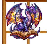 Acrylic Dragon Ornament, Creative Stained Animal Window Charm, 20 x 20 cm, 8 x 8