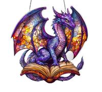 Acrylic Dragon Ornament - Glass Animal Window Charm, 8x8 Inches Decorative Hanging Art with Vibrant Color Accents, Dangling Wall Décor for Home, Living Room, Bedroom, Balcony, and Creative Visual