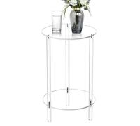 Acrylic Drink Table - 19.69 Inches Clear Acrylic Round Side Tables , Transparent End Table Metal Frame Design | Small Space Side Tables For Living Room, Bedroom, Workplace, Sofa Drink Stand, Modern