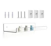 Acrylic Floating Shelves - Clear Wall Rack, Collectible Display with Modern Style, Transparente Storage Pair with Strength, Room Decor Fixture, Apartment Supplies for Books, Plantas, Photo Frame,
