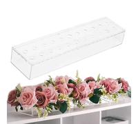 Acrylic Floral Decor - Clear Rectangular Floral Vase Home Centerpiece With 18 Holes, Long Flower Arrangement Flute Vase For Birthday Party Wedding Event Table Decoration Office Dining Room Modern Styl