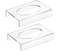Acrylic Football Display Stand Set | 2PCS Clear 16x12x3cm Desktop Holder Durable Transparent Showcase Rack For Full Size Youth Mini Ball Autograph Storage Home Office Bar Retail Decoration