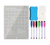 Acrylic Fridge Calendar - Magnetic Transparent Whiteboard, Reusable Dry Erase Board, Clear Layout, Sleek Minimal Design | for Kitchen Refrigerator Meal Planning Schedule Family Organization Di