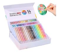 Acrylic Gel Pens, Glass Painting Markers, 3D Glitter Ink, 1mm Fine Tip, Ideal for Relaxation Coloring Fabric Wood Ceramic Art Crafts School Adults Scrapbook, 36 and 54 Colors
