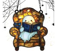 Acrylic Ghost, Sun Catcher, Translucent Whimsical Halloween Hanging Reusable Ornament Meditation Spaces, Bedroom Decoration for Book, Nooks, Craft, Home, Apartment and Corners