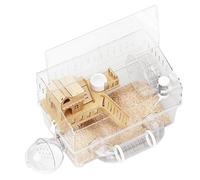 Acrylic Hamster Cage - Transparent Small Animal Habitat, Double Layer Play Rest Enclosure, Pet Activity House | Equipped Wheel Bottle platformM hideoutt Bath Sleeping Usage Chinchilla Hedgehog