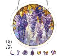 Acrylic Jigsaw Puzzle Suncatcher,Glowing Feather Haven Sun Catchers Puzzle,Flowers Hummingbird Moonlit Dragonfly Suncatcher Puzzles Kit,Home Creative Decor,Gift for Women, Mom,Friends