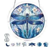 Acrylic Jigsaw Puzzle Suncatcher,Glowing Feather Haven Sun Catchers Puzzle,Flowers Hummingbird Moonlit Dragonfly Suncatcher Puzzles Kit,Home Creative Decor,Gift for Women, Mom,Friends