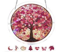Acrylic Jigsaw Puzzle Suncatcher Kit, Suncatcher Stained Glass Puzzles, Stained Glass Style Floral Window, DIY Crafts for Mom Women Spring Garden Yard Home Decor (#11)