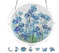 Acrylic Jigsaw Puzzle Suncatcher Kit, Suncatcher Stained Glass Puzzles, Stained Glass Style Floral Window, DIY Crafts for Mom Women Spring Garden Yard Home Decor (#13)