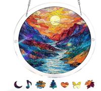 Acrylic Jigsaw Puzzle Suncatcher Kit, Suncatcher Stained Glass Puzzles, Stained Glass Style Floral Window, DIY Crafts for Mom Women Spring Garden Yard Home Decor (#6)