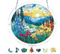 Acrylic Jigsaw Puzzle Suncatcher Kit, Suncatcher Stained Glass Puzzles, Stained Glass Style Floral Window, DIY Crafts for Mom Women Spring Garden Yard Home Decor (#18)