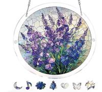 Acrylic Jigsaw Puzzle Suncatcher Kit, Suncatcher Stained Glass Puzzles, Stained Glass Style Floral Window, DIY Crafts for Mom Women Spring Garden Yard Home Decor (#14)