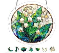 Acrylic Jigsaw Puzzle Suncatcher Kit, Suncatcher Stained Glass Puzzles, Stained Glass Style Floral Window, DIY Crafts for Mom Women Spring Garden Yard Home Decor (#4)