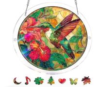Acrylic Jigsaw Puzzle Suncatcher Kit, Suncatcher Stained Glass Puzzles, Stained Glass Style Floral Window, DIY Crafts for Mom Women Spring Garden Yard Home Decor (#1)