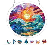 Acrylic Jigsaw Puzzle Suncatcher Kit, Suncatcher Stained Glass Puzzles, Stained Glass Style Floral Window, DIY Crafts for Mom Women Spring Garden Yard Home Decor (#12)