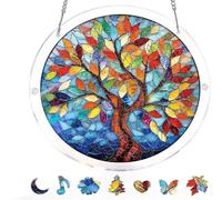 Acrylic Jigsaw Puzzle Suncatcher Kit, Suncatcher Stained Glass Puzzles, Stained Glass Style Floral Window, DIY Crafts for Mom Women Spring Garden Yard Home Decor (#8)