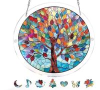 Acrylic Jigsaw Puzzle Suncatcher Kit, Suncatcher Stained Glass Puzzles, Stained Glass Style Floral Window, DIY Crafts for Mom Women Spring Garden Yard Home Decor (#15)