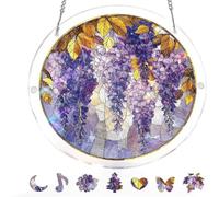Acrylic Jigsaw Puzzle Suncatcher Kit, Suncatcher Stained Glass Puzzles, Stained Glass Style Floral Window, DIY Crafts for Mom Women Spring Garden Yard Home Decor (#5)