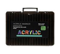 Acrylic Marker Set 48/72 Colors, Precision Tip Paint Markers 18.5x18x2.7cm & 26.5x18.5x2.7cm, Waterproof Quick-Dry Art Supplies, Fade-Resistant Craft Pens for Fabric, Glass, Shoes, Model Detailing