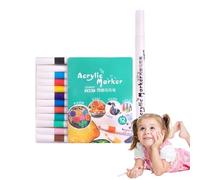 Acrylic Markers Pens Set - Water Based Ink Portable Case | Acrylic Paint Pens, Paint Marker Pen | Coloring Painting Art Supplies For Glass Rock Fabric Metal Wood Porcelain Crafts DIY Projects School
