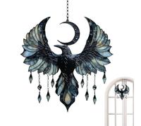 Acrylic Moon Raven Suncatcher - Garden Window Ornament System, 2D Light Catching Decor with Sunlight Reflection, Aesthetic Hanging, Decorative Panel Accessory, Home Accent for Interior And Outdoor