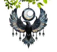 Acrylic Moon Raven Suncatcher - Garden Window Ornament System, 2D Light Catching Decor with Sunlight Reflection, Aesthetic Hanging, Decorative Panel Accessory, Home Accent for Interior And Outdoor