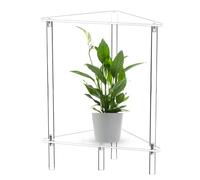 Acrylic Nightstand, 11.81x11.81x19.69in Clear Side Table, Bedroom Clear Side Table, 2 Tier Modern Triangle Small Spaces Storage Desk Decorative Acrylic Shelf Furniture for Corner Kitchen Room Home Use