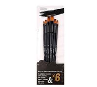 Acrylic Paint Brush Set Professional Soft Nylon Bristles Multipurpose Watercolor Brushes for Artists Students 6Pcs Birch Wood Handle (Flat Peak)