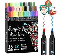 Acrylic Paint Markers - 72-Color Acrylic Paint Markers | Double Ended Non-Fading Layering | Acrylîc Marker with Fine & Broad | for Offices Home School Projects Decorations, Rewards Prizes Supplies