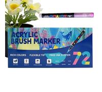 Acrylic Paint Markers Brush Tip,Multi-Color Soft Layerable Offices Supplies | Consistent Ink Performance,for Kids Adults Party School Offices Favors Decorations Crafting Birthday Christmas Weekday