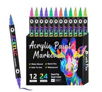 Acrylic Paint Markers, Double Tip Art Pens, Permanente Ink Pens, Quick Drying Fade Resistant for Crafts, Drawing, Rock Painting, Artists and Hobby Projects, 6,49 x 0,35 pulgadas